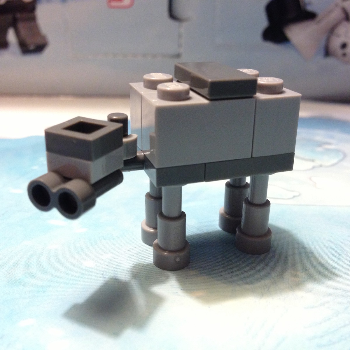 LEGO microscale AT-AT with fixed legs made from telescopes